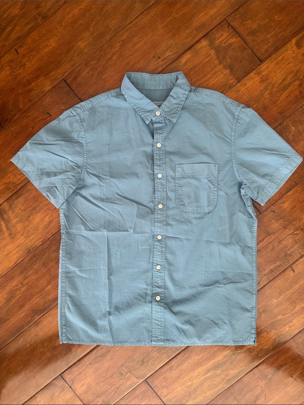 American Eaglw Men's Short-Sleeve Button-Down Shirt — Light Blue Mens M